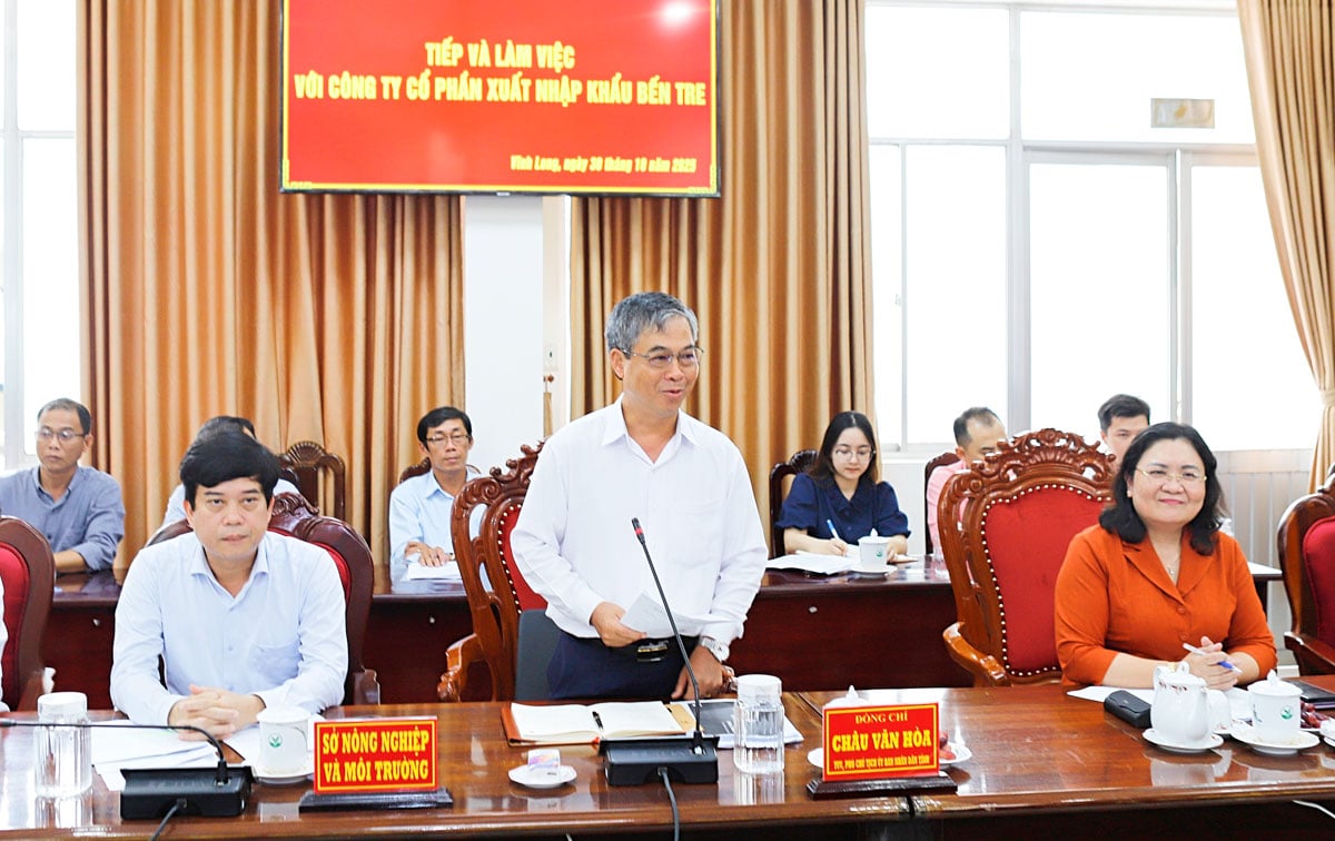 Ledare i Vinh Long-provinsen tog emot och arbetade med Ben Tre Import Export Joint Stock Company (Betrimex) för att samordna förberedelserna inför den internationella konferensen om kokosnötsindustrin - Coconext 2026.