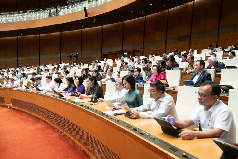 Afgevaardigden wonen de discussiesessie bij. (Foto: quochoi.vn)