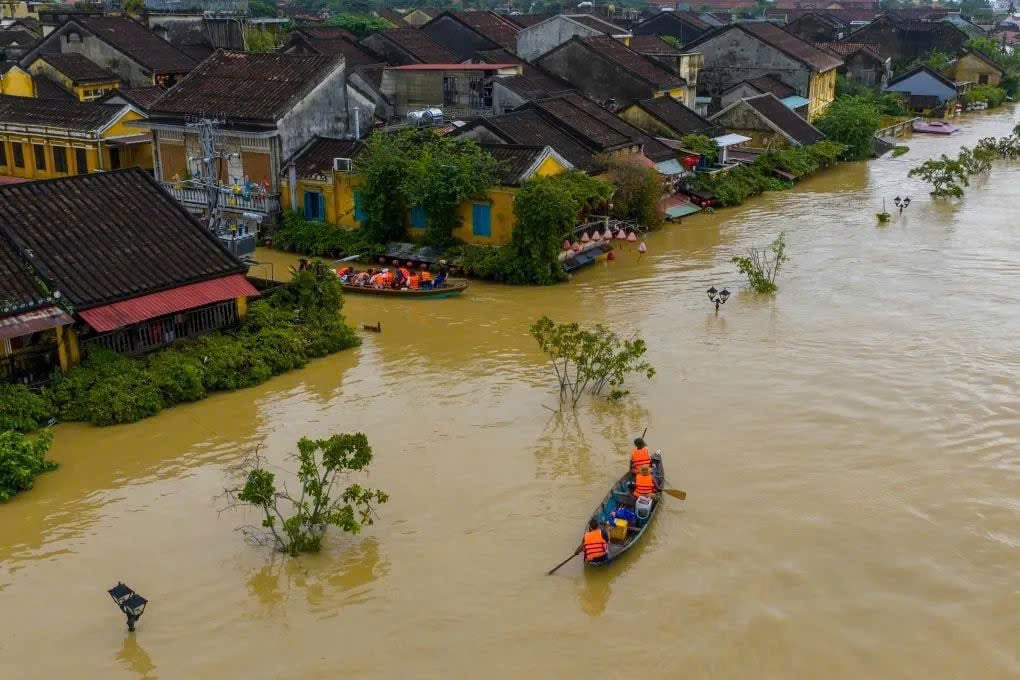 Hoi An ancient town is deeply submerged in flood water.