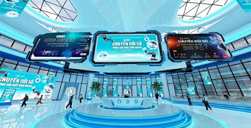 نمایشگاه تحول دیجیتال در تولید و تجارت. (منبع: اینترنت) Triển lãm Chuyển đổi số trong sản xuất kinh doanh. (Nguồn: Internet)