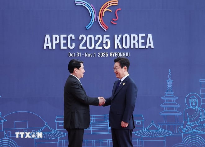 ৩১শে অক্টোবর সকালে, দক্ষিণ কোরিয়ার গিওংজু শহরে, রাষ্ট্রপতি লুওং কুওং ৩২তম APEC শীর্ষ সম্মেলনে যোগ দেন। (ছবি: লাম খান/ভিএনএ) ttxvn-chu-tich-nuoc-luong-cuong-du-hoi-nghi-cap-cao-apec-1-resize.jpg