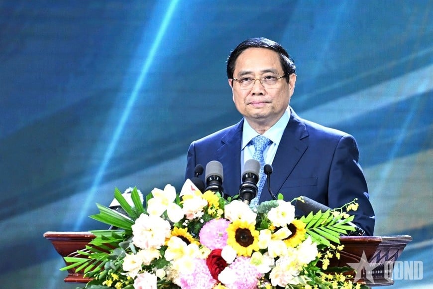 ראש הממשלה פאם מין צ'ין נואם בטקס.