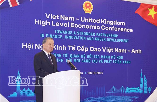 Tổng Bí thư Tô Lâm phát biểu tại Hội nghị Kinh tế Cấp cao Việt Nam – Anh.