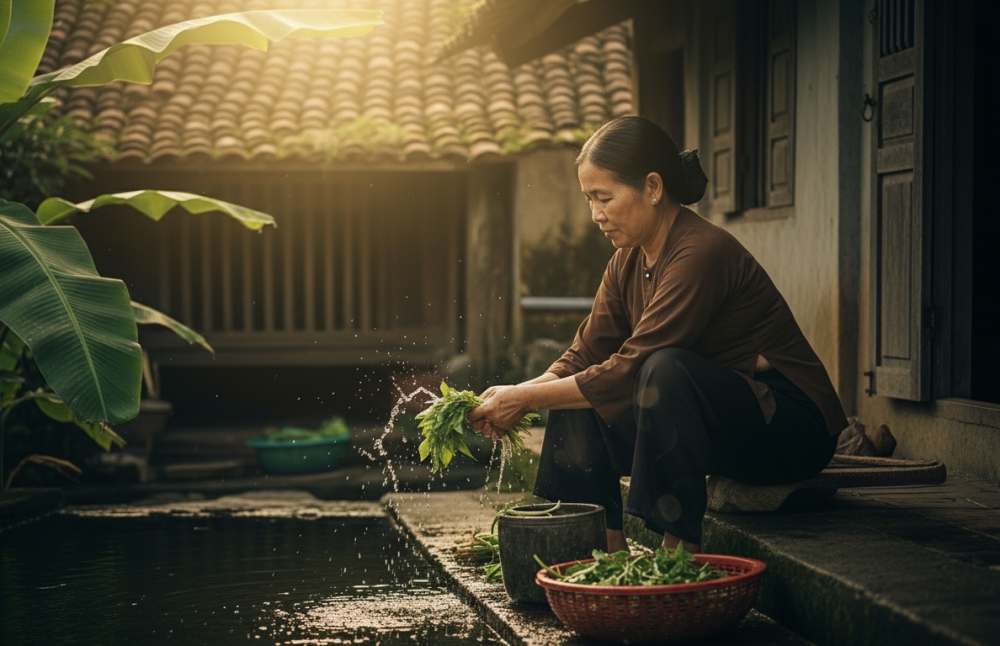 ماں کے پورچ پر سورج چمک رہا ہے۔