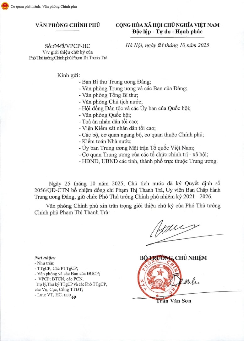 The Government Office introduces the signatures of two new Deputy Prime Ministers - Photo 1. Văn phòng Chính phủ giới thiệu chữ ký của 2 tân Phó Thủ tướng Chính phủ- Ảnh 1.