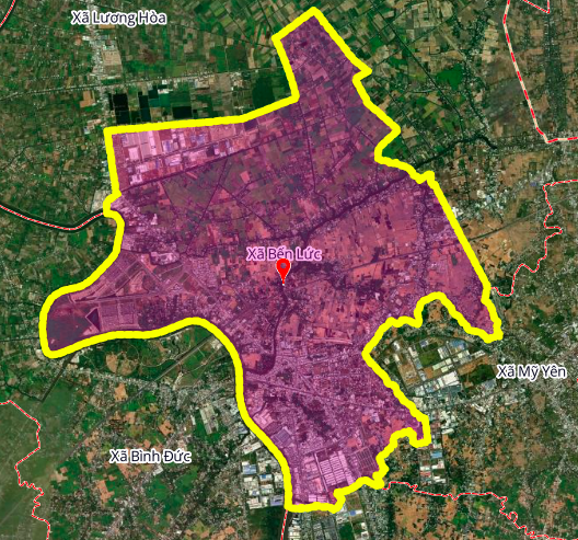 Geografisk plassering av Ben Luc kommune, Ben Luc-distriktet, Long An-provinsen.