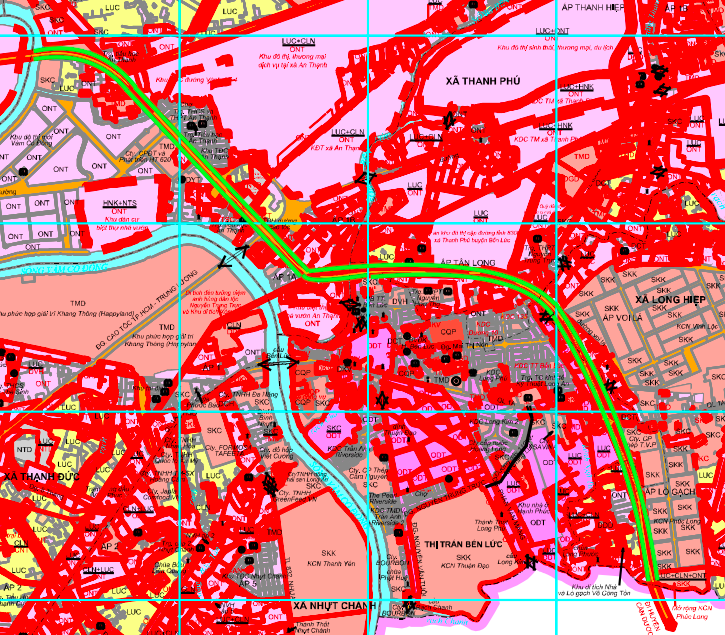 Plan de route de l'itinéraire croisant la route nationale 01 dans la commune de Ben Luc.