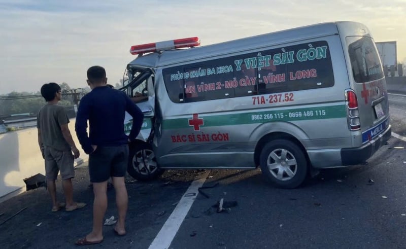 Truck overturned on highway after collision with ambulance -1