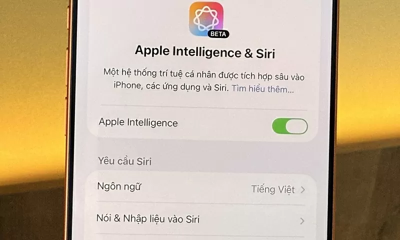 Trên bản cập nhật iOS 26.1 Beta, Apple đã bổ sung ngôn ngữ tiếng Việt cho bộ công cụ trí tuệ nhân tạo Apple Intelligence.