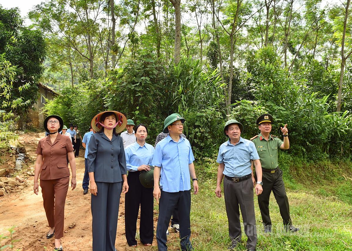 សមមិត្ត Nguyen Van Son អនុលេខាគណៈកម្មាធិការបក្សខេត្ត ប្រធានក្រុមប្រឹក្សាប្រជាជនខេត្ត និងគណៈប្រតិភូបានចុះពិនិត្យតំបន់តាំងលំនៅថ្មីសម្រាប់គ្រួសារនៅភូមិ Ngoa។