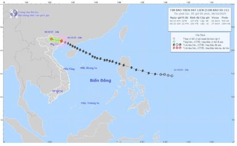 bao so 11 di vao dat lien, giat cap 10, bac bo mua lon tren dien rong hinh anh 1