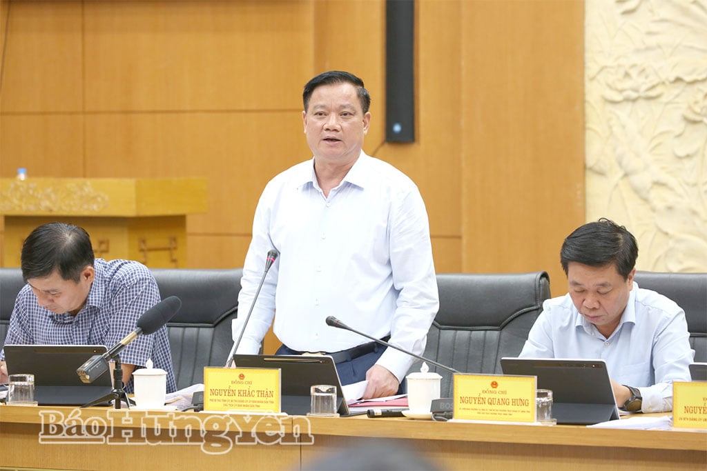 Comrade Nguyen Khac Than, Deputy Secretary of the Provincial Party Committee, Chairman of the Provincial People's Committee spoke at the meeting.