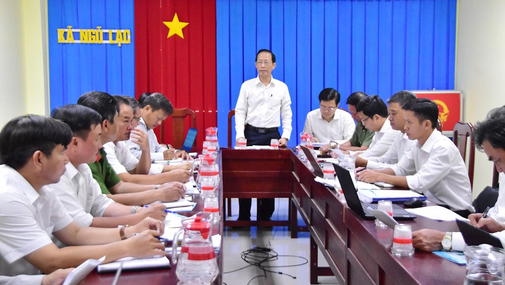 M. Nguyen Truc Son, membre du Comité permanent du Parti provincial, vice-président du Comité populaire provincial, a prononcé un discours lors de la séance d'inspection.