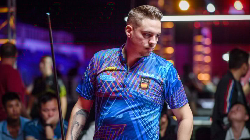Bývalá světová jednička Francisco Sanchez Ruiz soutěží na mistrovství Hanoi Open Pool Championship 2023. (Foto: THANH DAT)