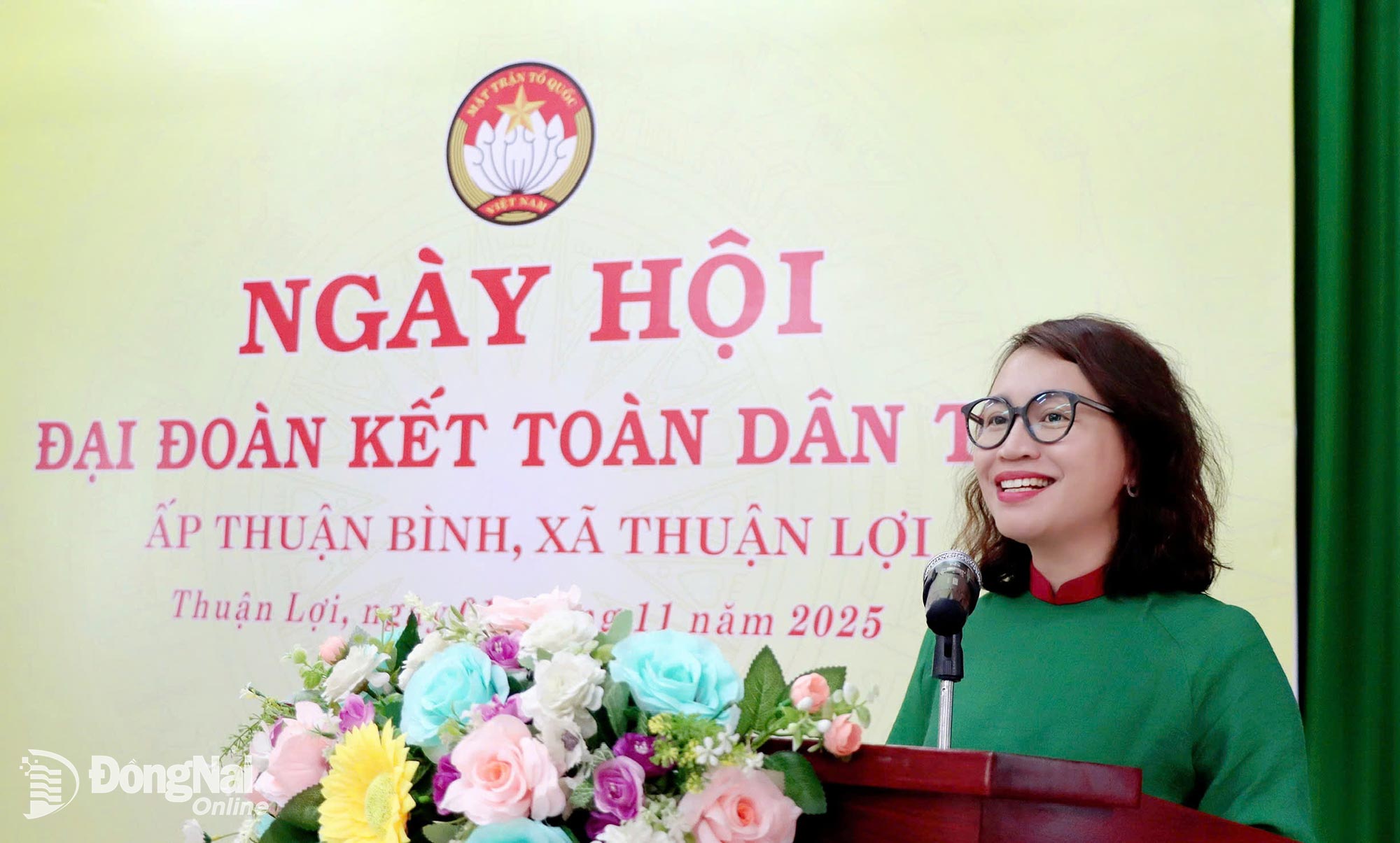 Tỉnh ủy viên, Tổng Biên tập Báo và Phát thanh, Truyền hình Đồng Nai Nguyễn Thị Minh Nhâm phát biểu tại ngày hội. Ảnh: Trung Quang