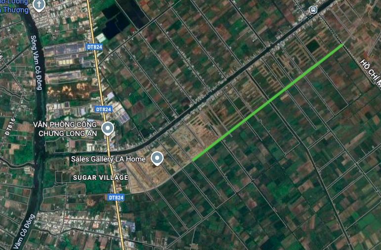 Rutten kommer att öppnas vid Luong Hoa kommun på satellitkartan.