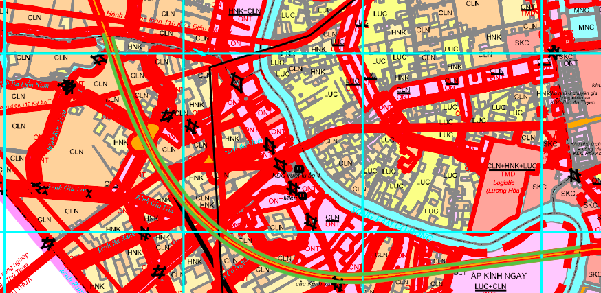 Planeringskarta över en 6 km lång rutt i Binh Duc kommun, Ben Luc-distriktet.