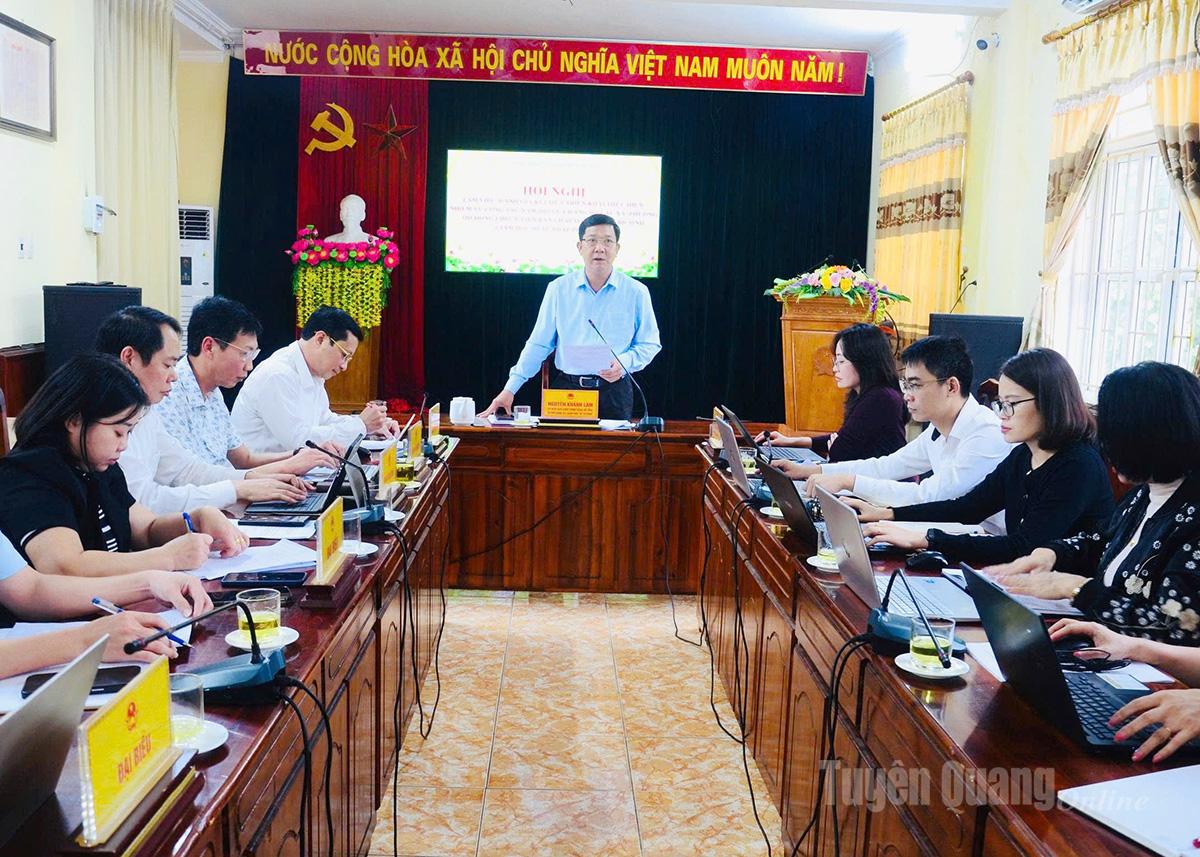 Đồng chí Nguyễn Khánh Lâm, Ủy viên Ban Chấp hành Đảng bộ tỉnh, Giám đốc Sở Tư pháp tỉnh Tuyên Quang kết luận tại buổi làm việc.