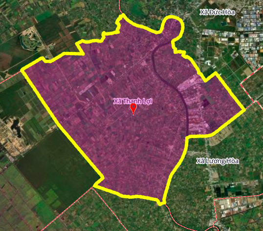 Mapa de ubicación geográfica de la comuna de Thanh Loi, distrito de Ben Luc, provincia de Long An.