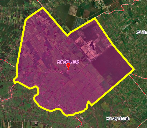Mapa de ubicación geográfica de la comuna de Tan Long, distrito de Thu Thua, provincia de Long An.