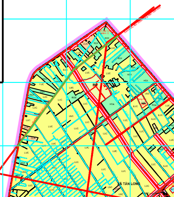 El mapa de planificación muestra que la carretera provincial 823 se extiende a través de la comuna de Tan Long.