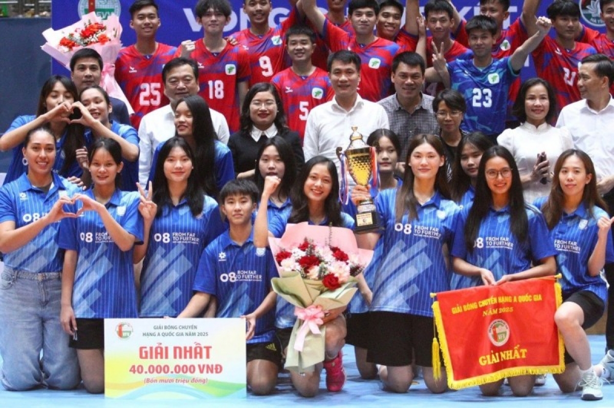 Thắng Quảng Ninh 3-0, bóng chuyền nữ Thủ đô giành vô địch Giải bóng chuyền hạng A 2025