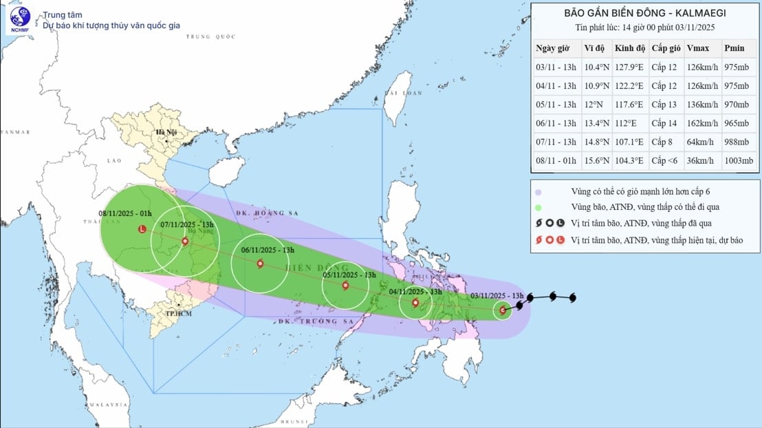 bao kalmaegi dang tien nhanh vao bien Dong, co kha nang manh len cap 14 hinh anh 1