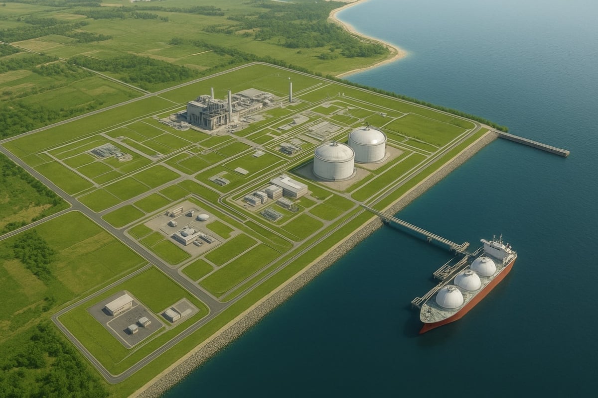 Phối cảnh Dự án nhà máy nhiệt điện LNG Quỳnh Lập. Ảnh: ChatGPT.