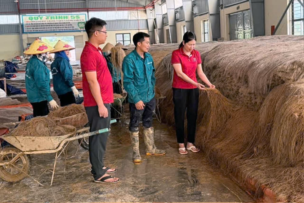 Sau thiên tai, cán bộ Ngân hàng Agribank Chi nhánh Thái Nguyên đến động viên, tìm giải pháp giúp khách hàng vực dậy. Ảnh: Nguyệt Hồ