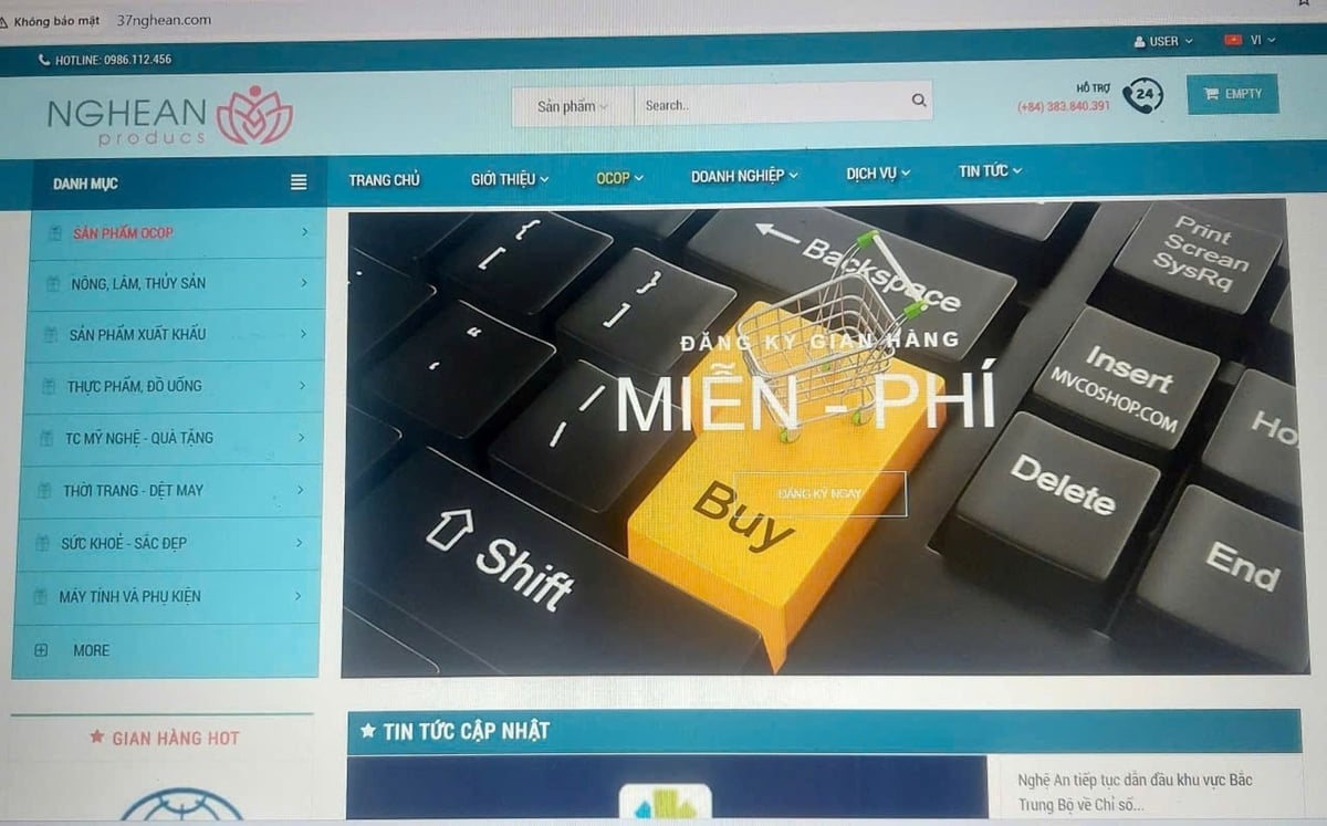 ជាន់ពាណិជ្ជកម្មអេឡិចត្រូនិចរបស់ Nghe An កំពុងត្រូវបានធ្វើឱ្យប្រសើរឡើង។ រូបថត៖ Dinh Tiep។ Trang sàn giao dịch thương mại điện tử của Nghệ An đang được nâng cấp. Ảnh: Đình Tiệp.