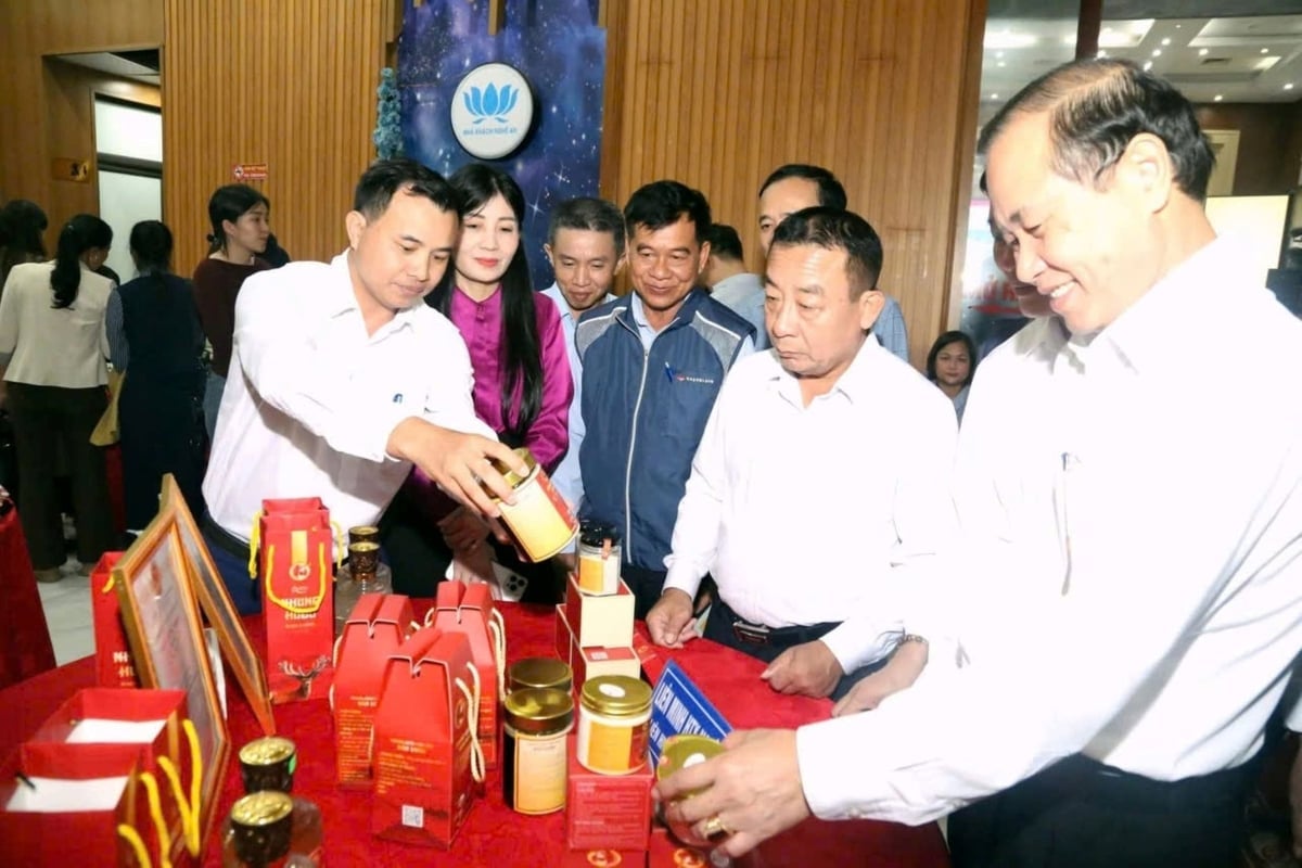 ផលិតផលម៉ាក Nghe An កាន់តែល្បីល្បាញ។ រូបថត៖ Pham Tuan។ Các sản phẩm mang thương hiệu Nghệ An ngày càng được biết đến rộng rãi. Ảnh: Phạm Tuân.