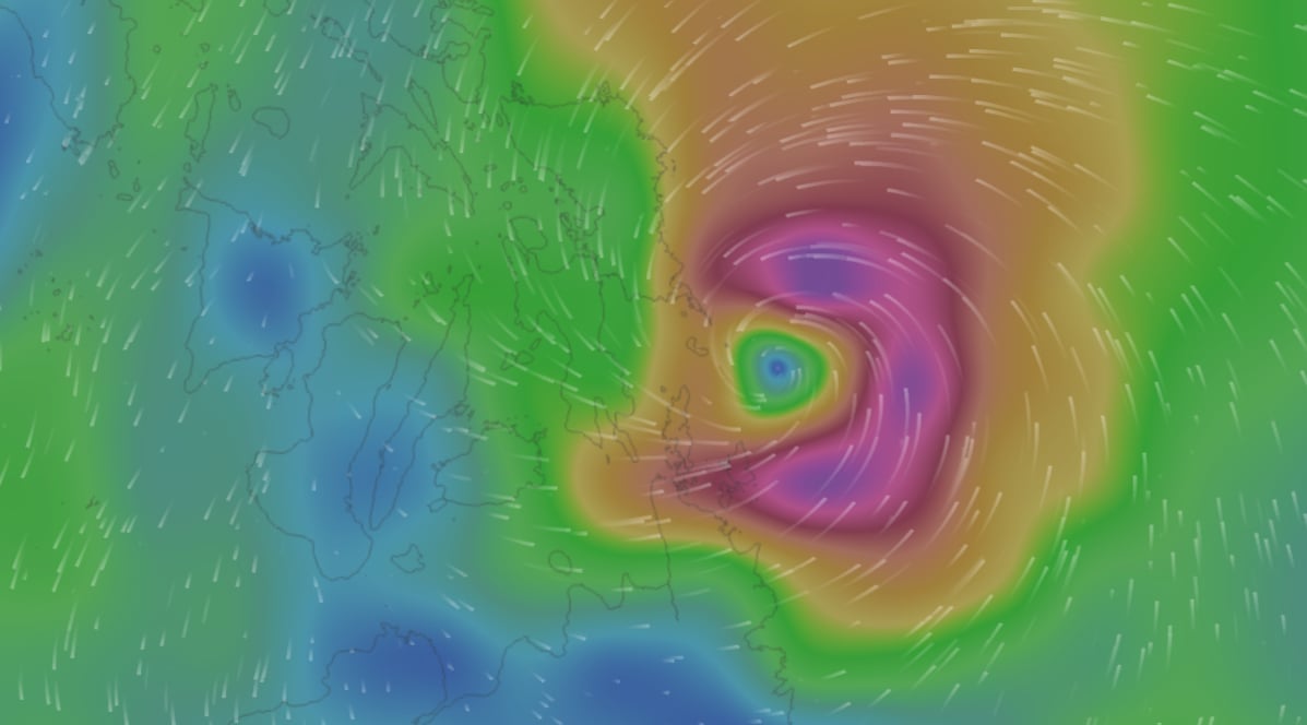 Tối 3/11, bão Kalmaegi đang tiến sát đất liền miền Trung Philippines với sức gió cấp 12-13, giật cấp 15. Ảnh: Hệ thống giám sát thiên tai Việt Nam.