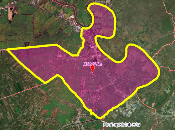 Geografische locatiekaart van de gemeente My An, district Thu Thua, provincie Long An.