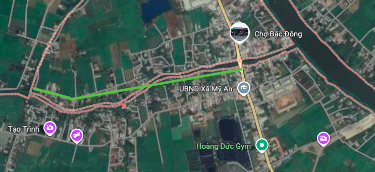 Diagram dat op een satellietkaart de loodrechte route van National Highway 62 illustreert.