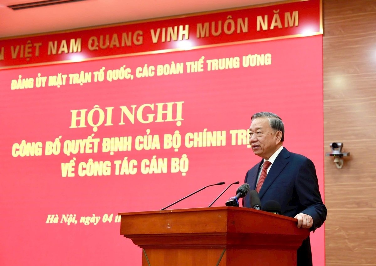 Ο Γενικός Γραμματέας Το Λαμ μιλάει. Φωτογραφία: Viet Thanh. Tổng Bí thư Tô Lâm phát biểu. Ảnh: Viết Thành.