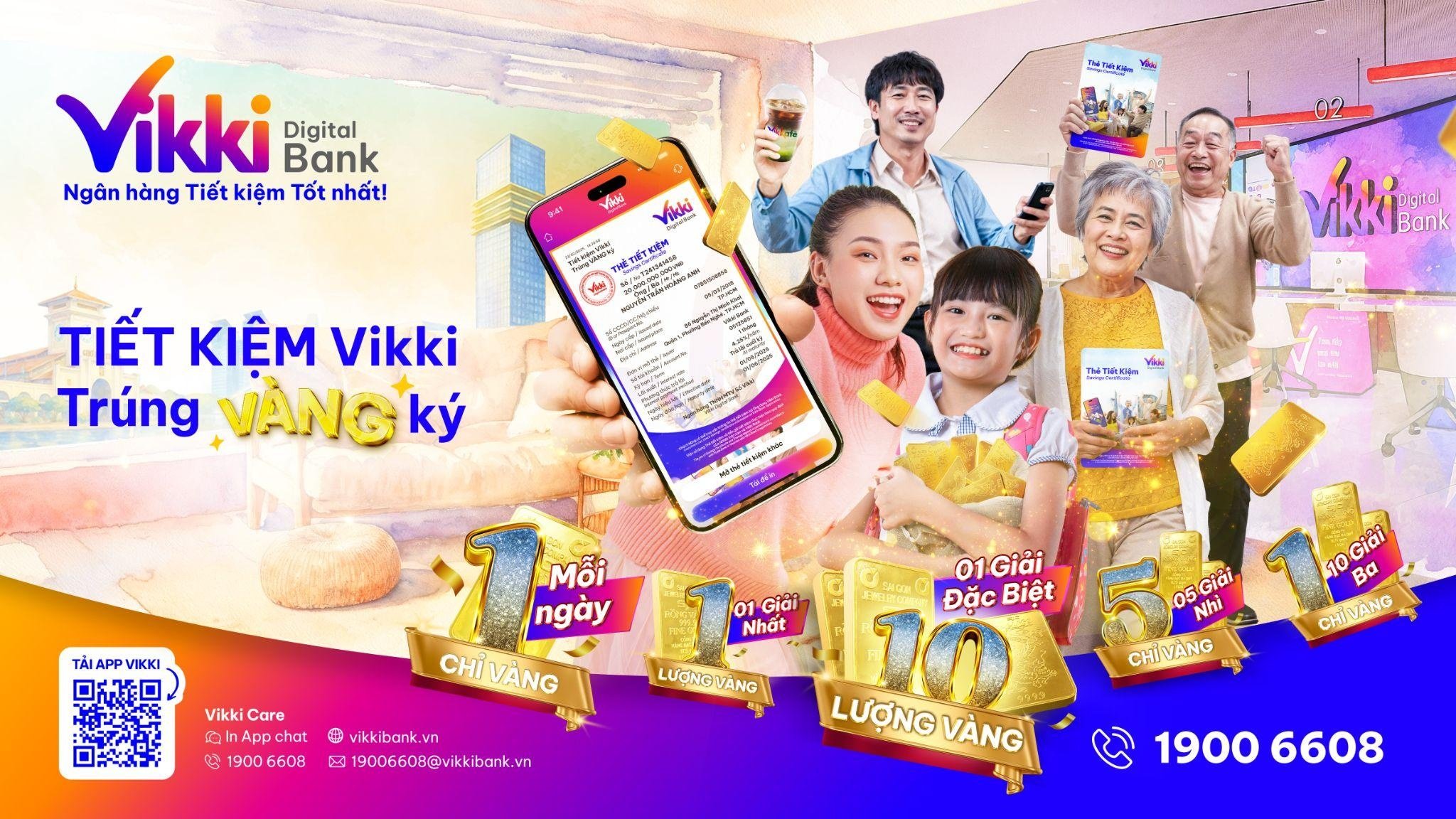 Vikki Bank lansează programul „Vikki Savings - Câștigă un kilogram de aur” cu premii de până la 1 kilogram de aur Vikki Bank khởi động chương trình “Tiết kiệm Vikki – Trúng vàng ký” với giải thưởng lên tới 1 ký vàng
