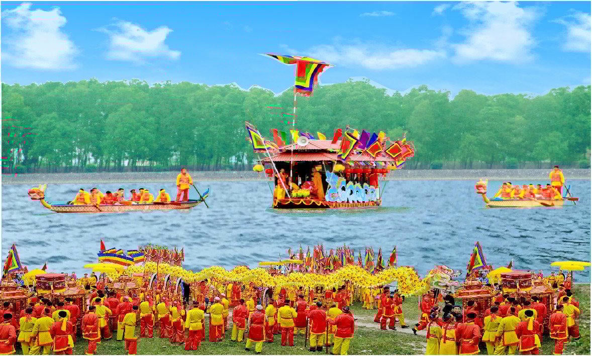 Procession de l'eau à la pagode Con Son. Photo : Département de la Culture, des Sports et du Tourisme de Hai Phong