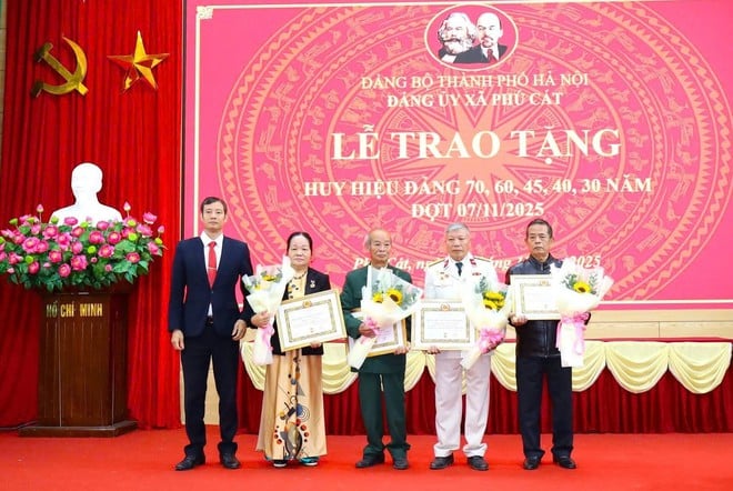 Ünnepélyes kitűzőátadó ünnepség november 7-én a Phu Cat községben - 2. kép. Trang trọng Lễ trao Huy hiệu Đảng đợt 7/11 tại xã Phú Cát- Ảnh 2.