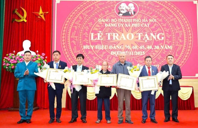 Ünnepélyes kitűzőátadó ünnepség november 7-én a Phu Cat községben - 3. kép. Trang trọng Lễ trao Huy hiệu Đảng đợt 7/11 tại xã Phú Cát- Ảnh 3.