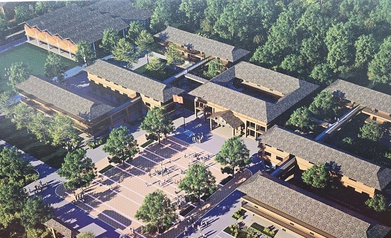 פרספקטיבה של פינה בקמפוס בית הספר הבין-מפלסי סי פא פין.