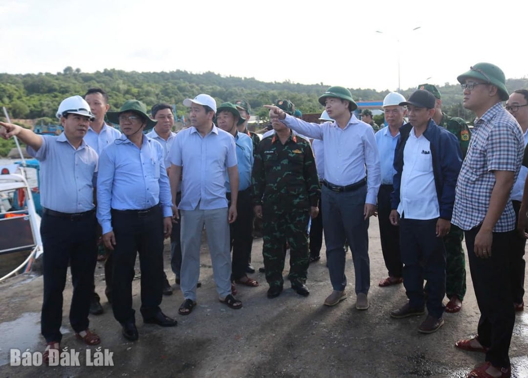 प्रांतीय पीपुल्स कमेटी के अध्यक्ष ता आन्ह तुआन ने डैन फुओक मछली पकड़ने के बंदरगाह पर तूफान रोकथाम कार्य संख्या 13 का निरीक्षण किया।