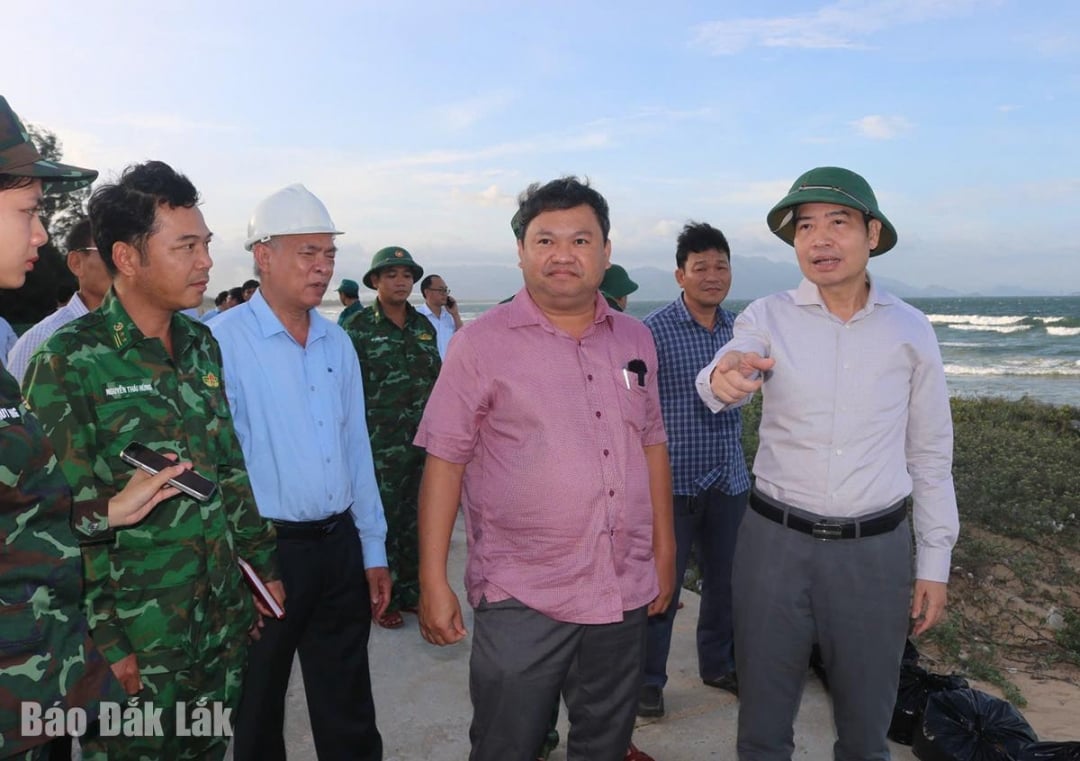 कार्य समूह ने होआ अन गांव, झुआन कान्ह कम्यून में ज्वारीय क्षेत्र का निरीक्षण किया।