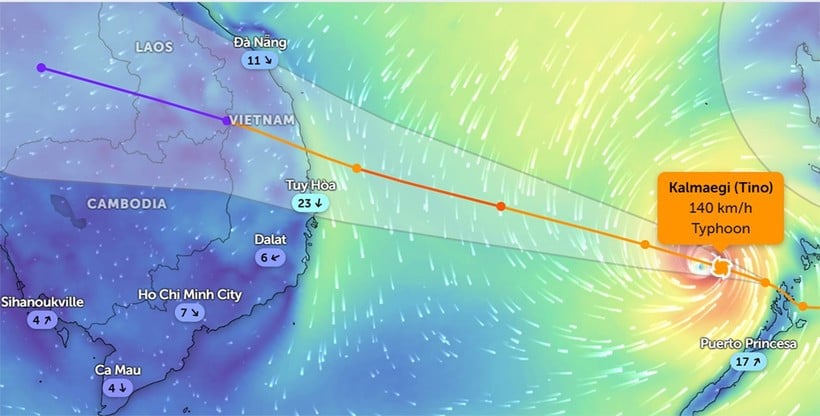 موقع العاصفة رقم 13 في الساعة 11:20 صباحًا يوم 5 نوفمبر. (صورة زووم إيرث)