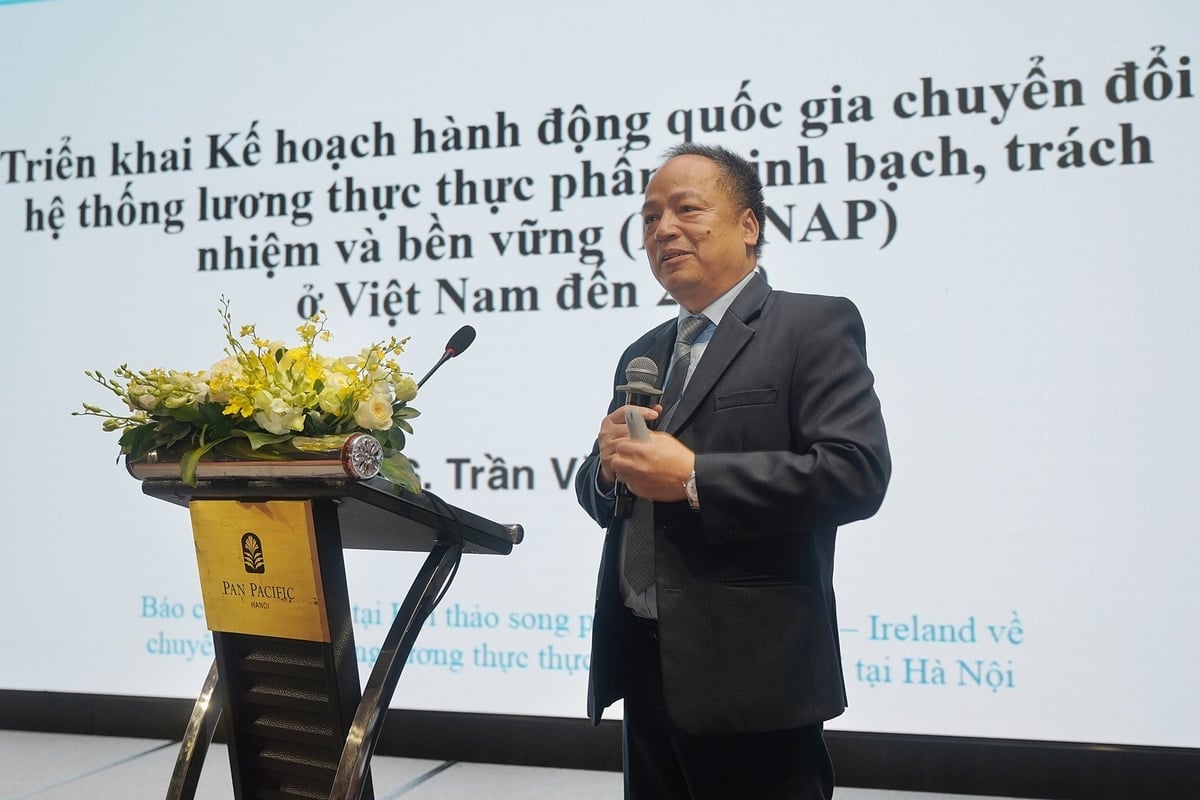 Dr. Tran Van The menekankan peran kerja sama lintas sektor dalam transformasi sistem LTTP. Foto: Bao Thang. TS Trần Văn Thể nhấn mạnh vai trò của sự hợp tác liên ngành trong chuyển đổi hệ thống LTTP. Ảnh: Bảo Thắng.