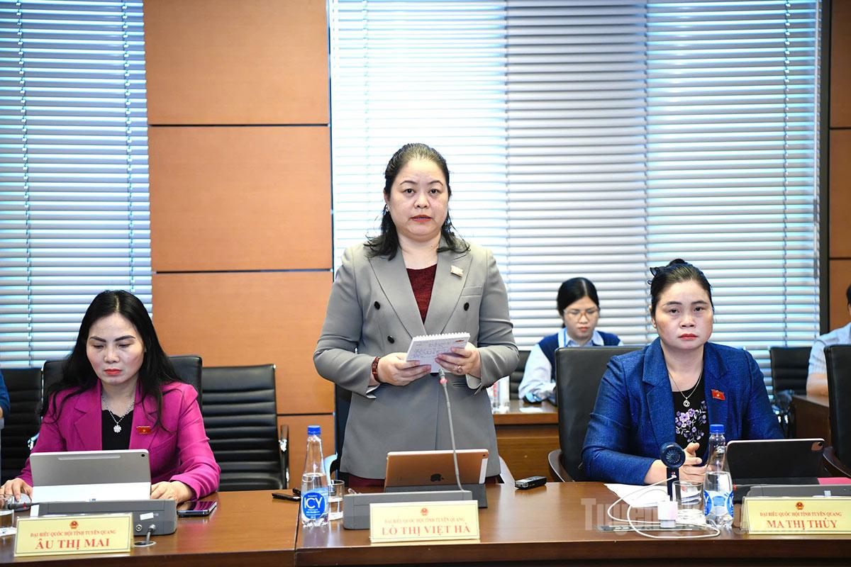 ผู้แทน Lo Thi Viet Ha พูดระหว่างการอภิปราย