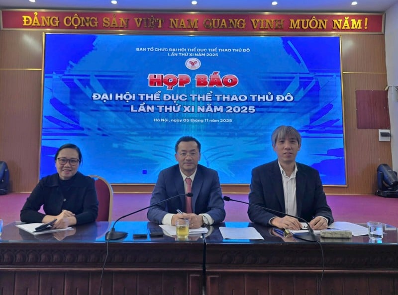 Presskonferens om den 11:e Capital Sports Festival 2025. (Foto: T.L) họp báo thông tin về Đại hội TDTT Thủ đô lần thứ XI năm 2025. (Ảnh: T.L)