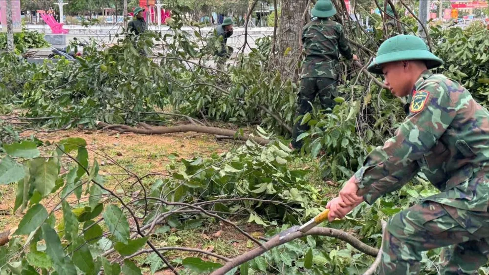 Quang Ngai inrättade sju arbetsgrupper inom den provinsiella folkkommittén och fyra kommandocentraler för att stödja insatserna mot storm nr 13.