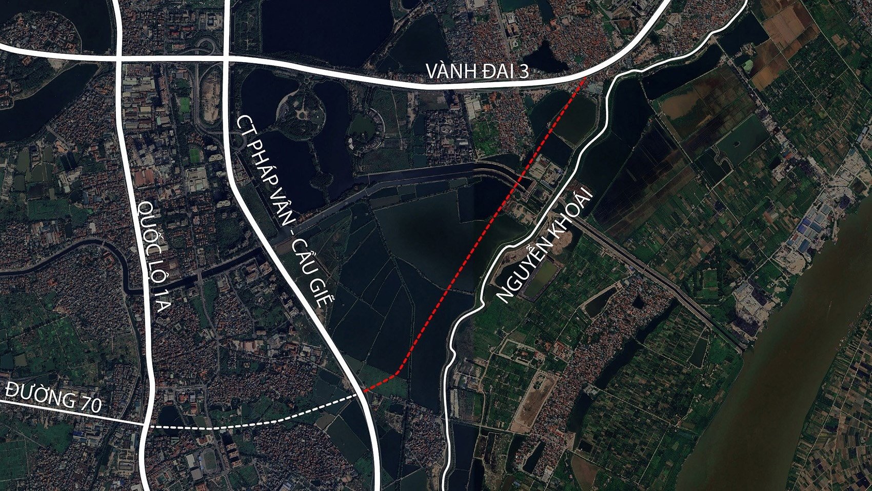 Streckenkarte zur Verbindung der Schnellstraße Phap Van - Cau Gie mit der Ringstraße 3.