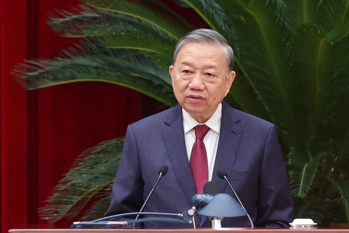 Tổng Bí thư Tô Lâm phát biểu bế mạc Hội nghị. Ảnh: VGP/Nhật Bắc.