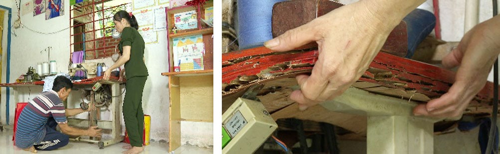 Meja mesin tersebut telah melekat pada pekerja cacat tersebut selama bertahun-tahun.